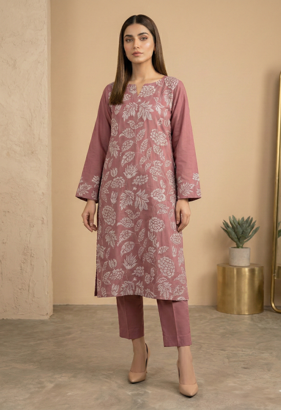 Muted Mauve Embroidered Lawn 2-Piece Suit