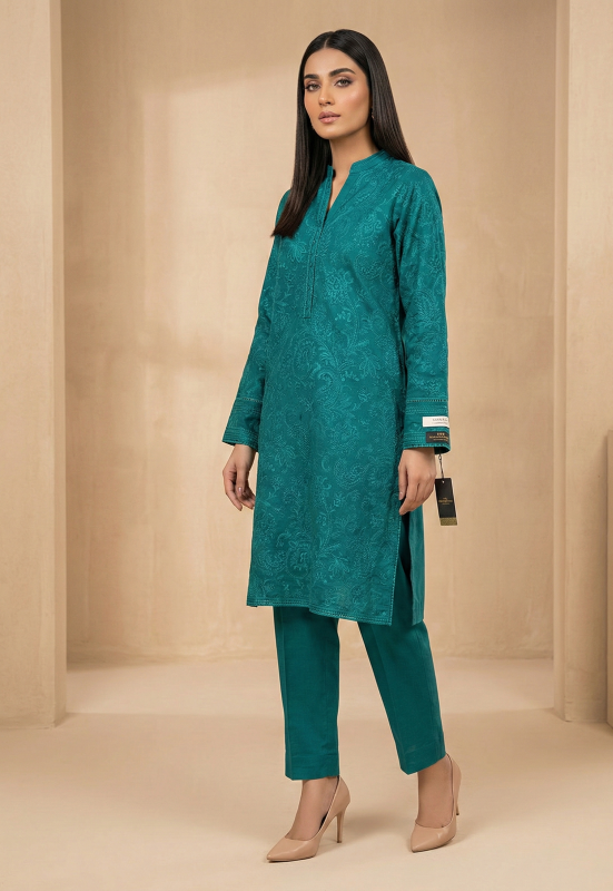 Emerald Green Embroidered Lawn 2-Piece Suit