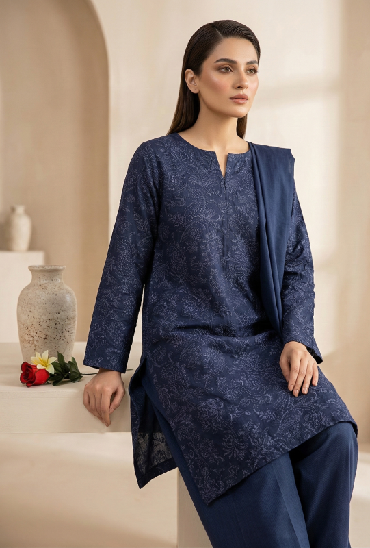 Midnight Blue Embroidered Lawn 2-Piece Suit