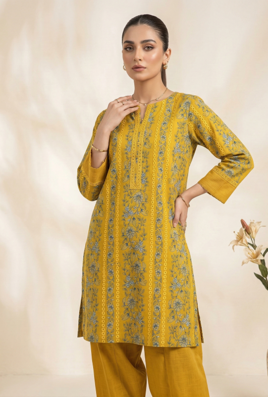 Golden Yellow Embroidered Lawn 2-Piece Suit