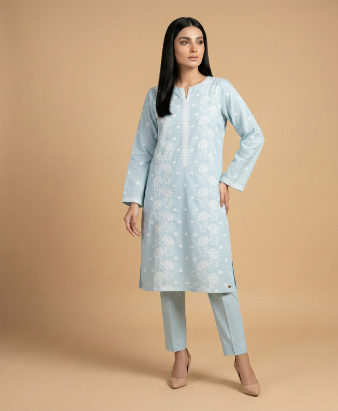 Powder Blue Embroidered Lawn 2-Piece Suit