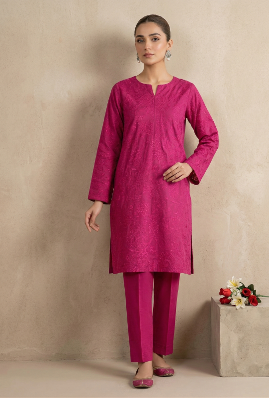 Deep Emerald Green Embroidered Lawn 2-Piece Suit